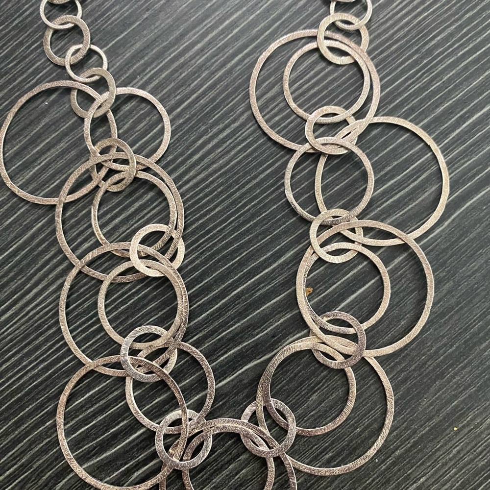 Elegant Multi-Circle Sterling silver Statement Necklace
